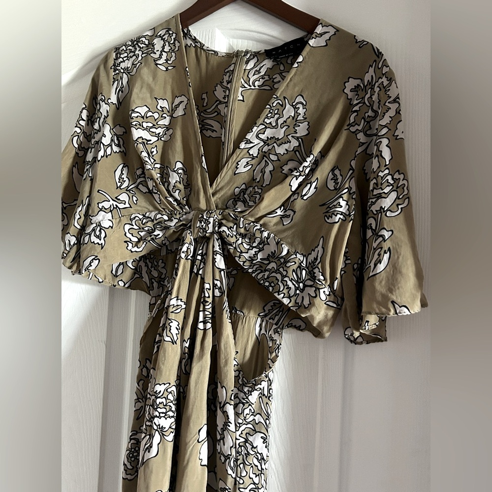 Hatch Maternity Thea Floral Flutter Sleeve Cutout Midi Dress
